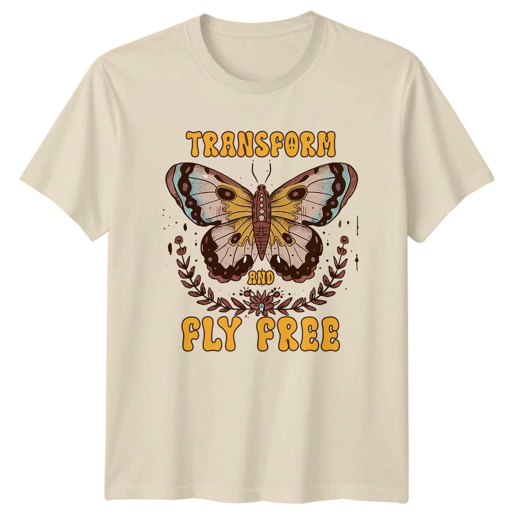 Transform And Fly Free Butterfly Retro Boho Graphic T-Shirt
