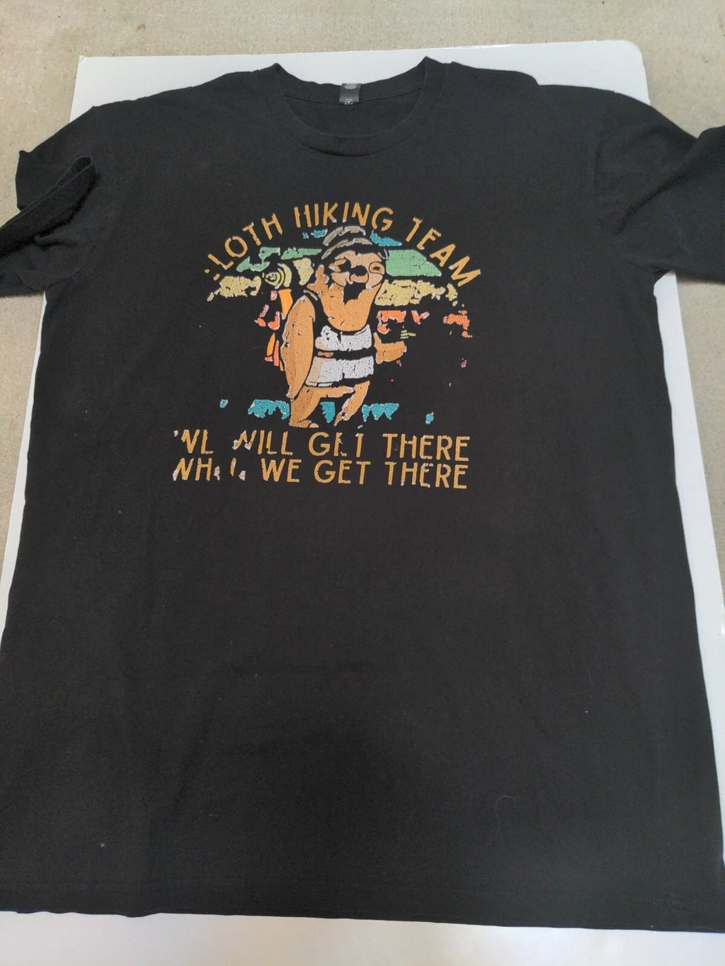 As Colour Mens Graphic T-Shirt Sloth Hiking Team XL Black
