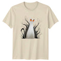 Spooky White Cat T-Shirt Halloween Ghost Cat Lovers Halloween Gift For Him
