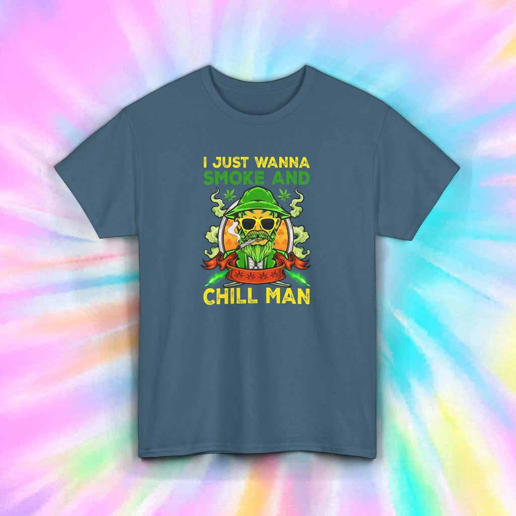 Smoke and Chill Man Shirt Funny Weed Skull Stoner Gift Tee S-5XL