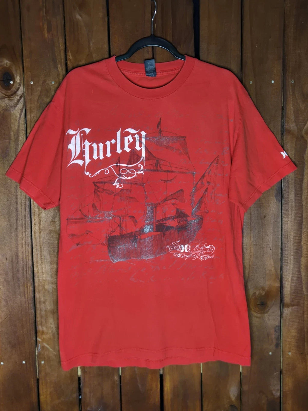 Vintage Y2K Hurley Pirate Ship Shirt Large