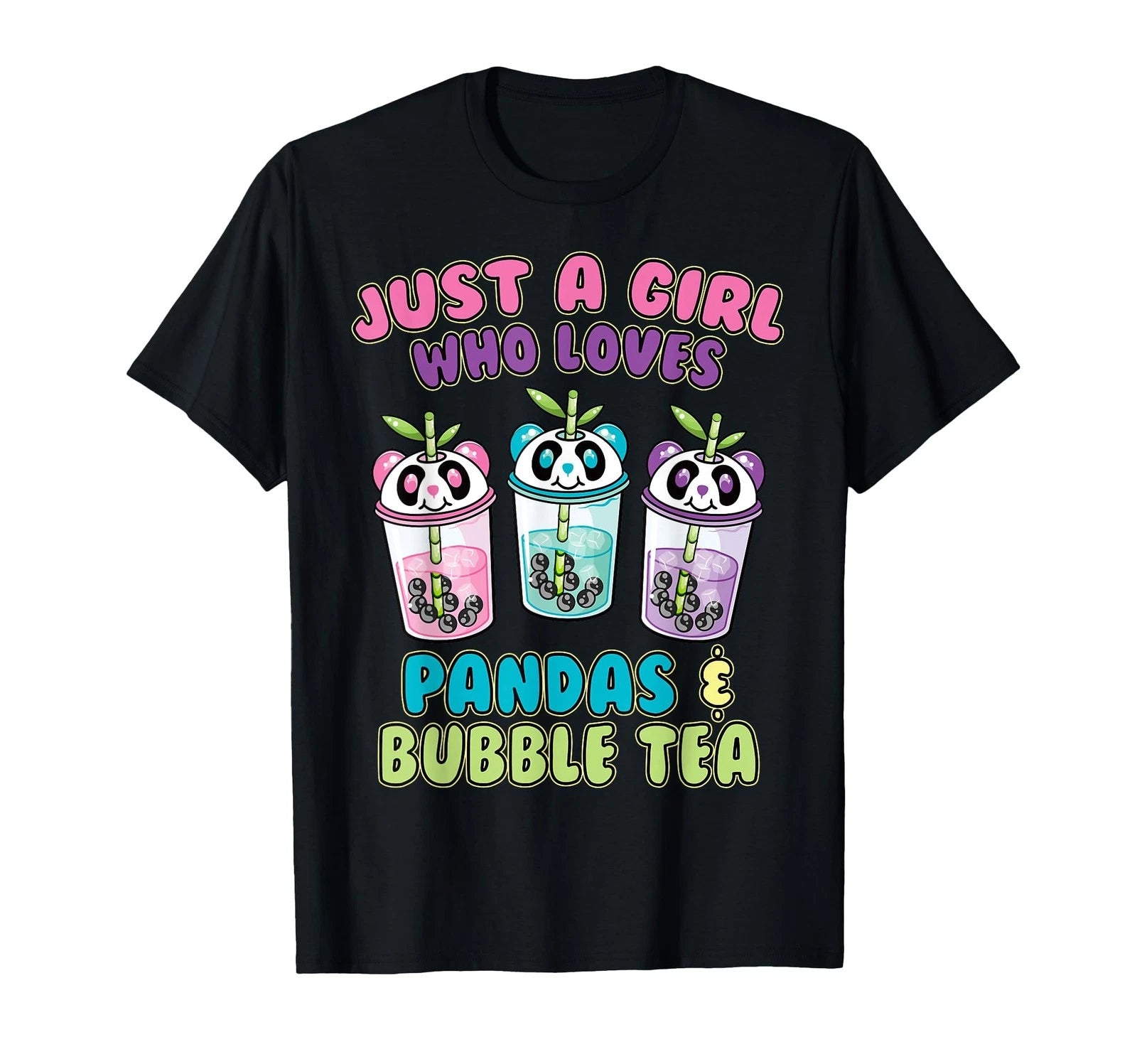 Boba Tea Kawaii Anime Shirt Girl Who Loves Pandas Bubble Tea T-Shirt