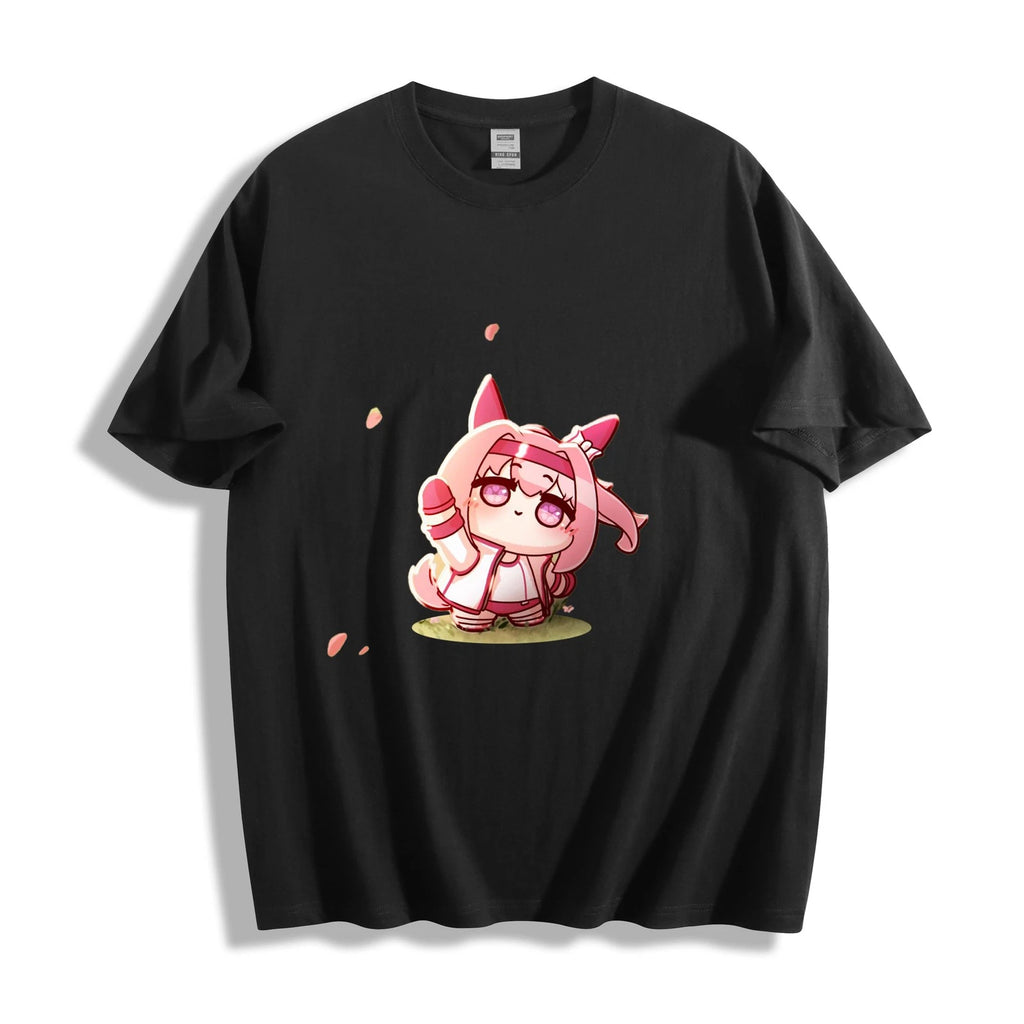 Uma Musume Haru Urara Tee - Pink Cat Ear Wave Cherry Blossom Kawaii T-Shirt