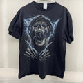 Vintage Skull Grim Reaper Headphones Shirt M Metal Rock n Roll Lightning Y2K EUC