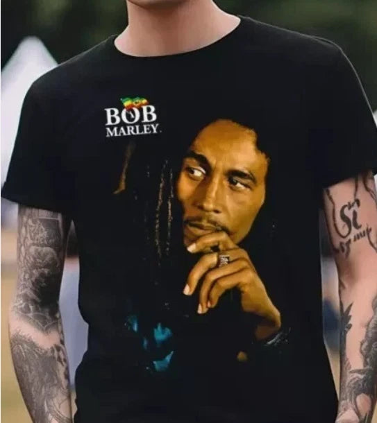 Bob Marley T-shirt Black Cotton S-5XL