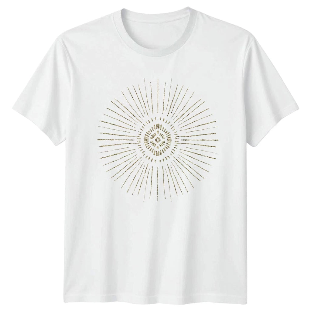 Distressed Gold Sunburst Abstract Minimalist T-Shirt Boho Christmas Gift