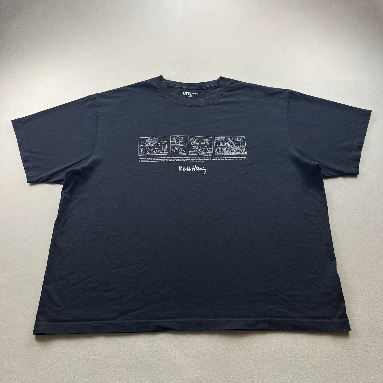 Keith Haring T-Shirt Mens 4XL Black Uniqlo Pop Art In Transit Subway New York UT