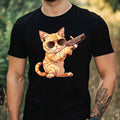 Mens Funny Cat Print Cotton T-Shirt Size XS to 5XL