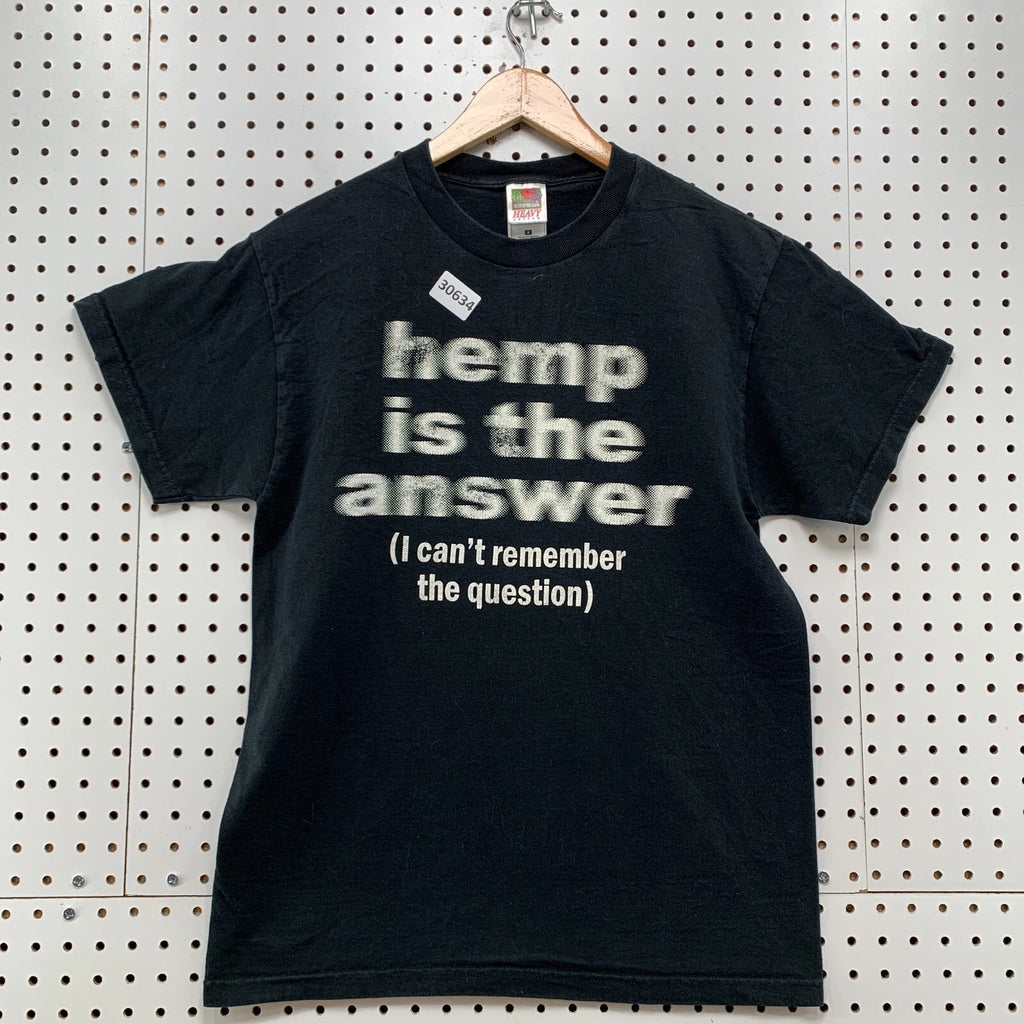 Vintage Funny Marijuana Hemp Shirt Black Mens Medium Quote 19.5x27.5