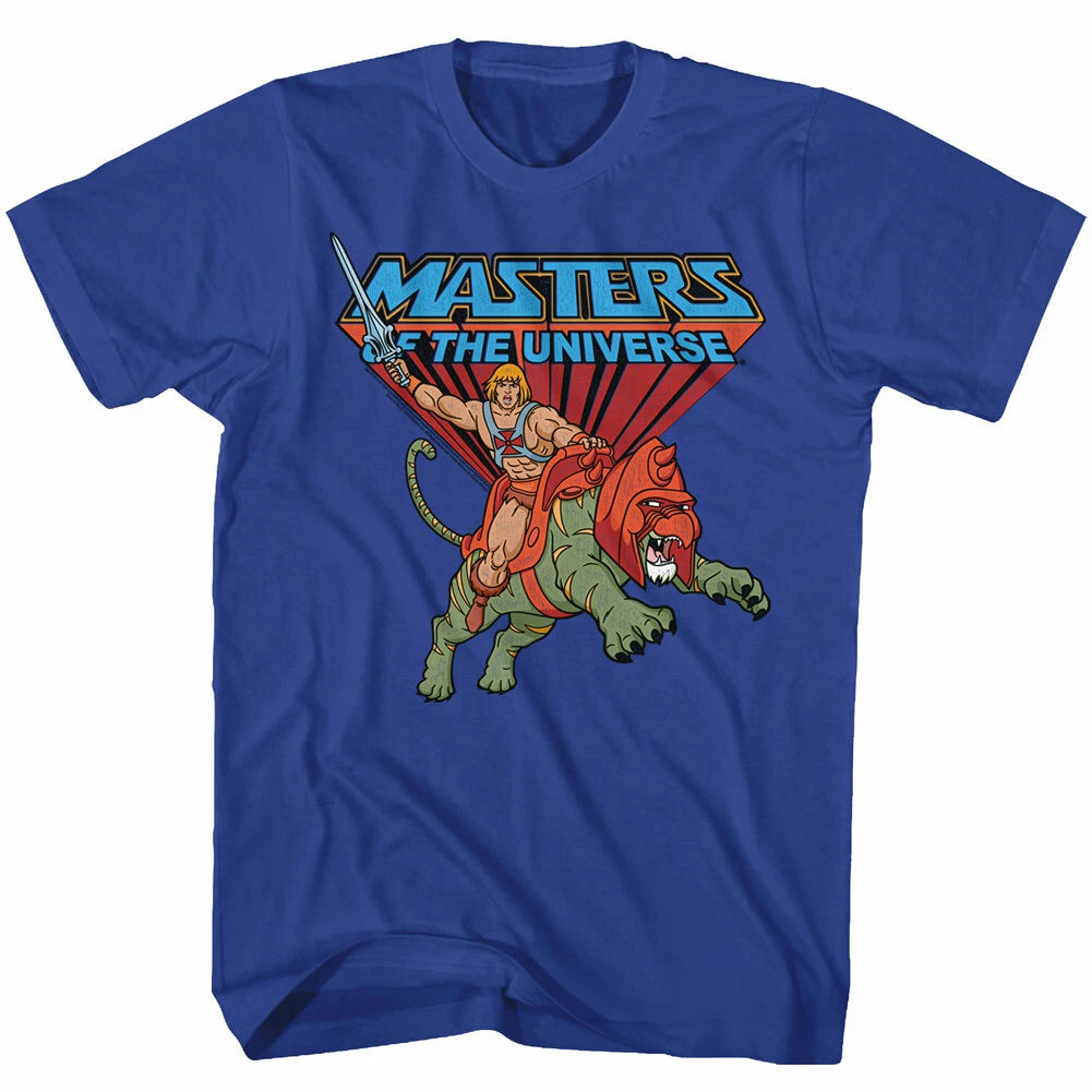 Masters Of The Universe 80's Cartoon He-Man Riding Battle Cat Men's T Shirt