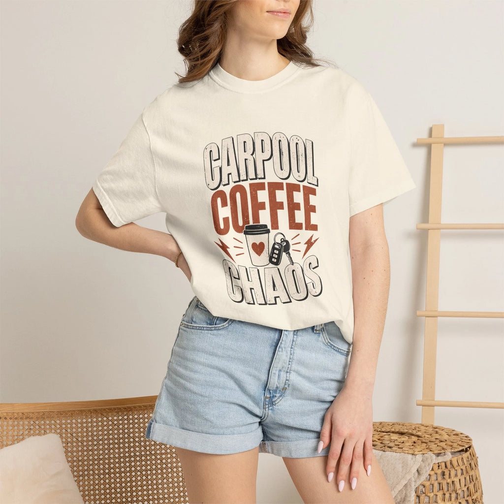 Carpool Coffee Chaos T-Shirt | Funny Coffee Mom Carpool Shirt