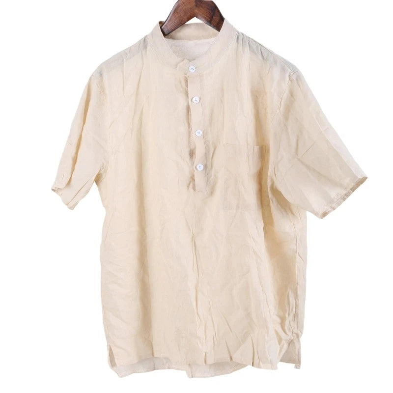 Mens Linen for T Shirts Short Sleeve Casual Beach Hippie Lightweight Loose T