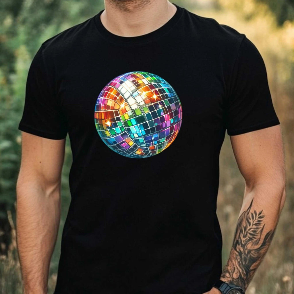 Mens Watercolour Disco Volleyball Theme Cotton T-Shirt Size XS to 5XL