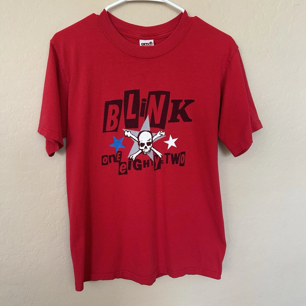 Blink-182 Vintage 2000 Skull & Stars Red T-Shirt Rare! *minor holes Men’s Small