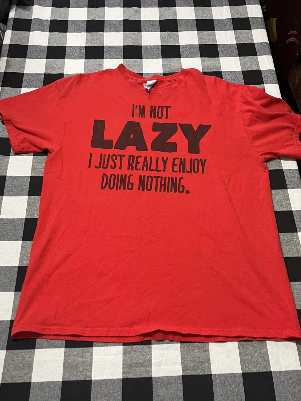 Delta I'm Not Lazy I Just Really Enjoy Doing Nothing Red T-shirt Graphic Size L