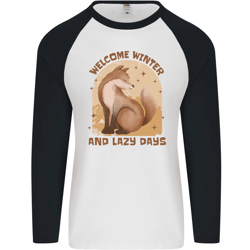Fox Welcome Winter and Lazy Days Mens L/S Baseball T-Shirt