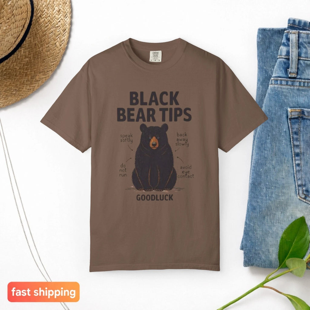 Black Bear Tips T-shirt Unisex Comfort Colors | Funny Hiking Wildlife Teeshirt