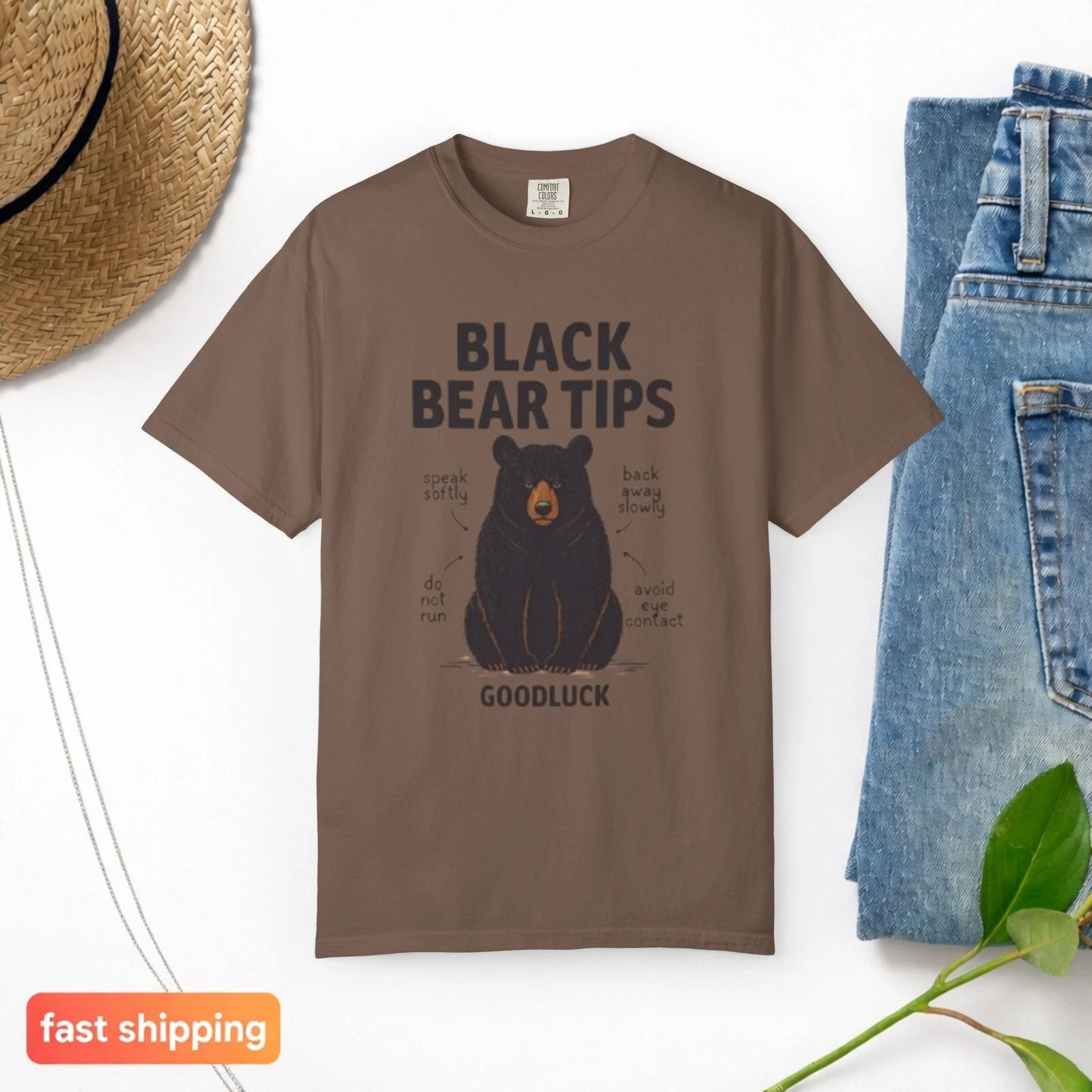 Black Bear Tips T-shirt Unisex Comfort Colors | Funny Hiking Wildlife Teeshirt