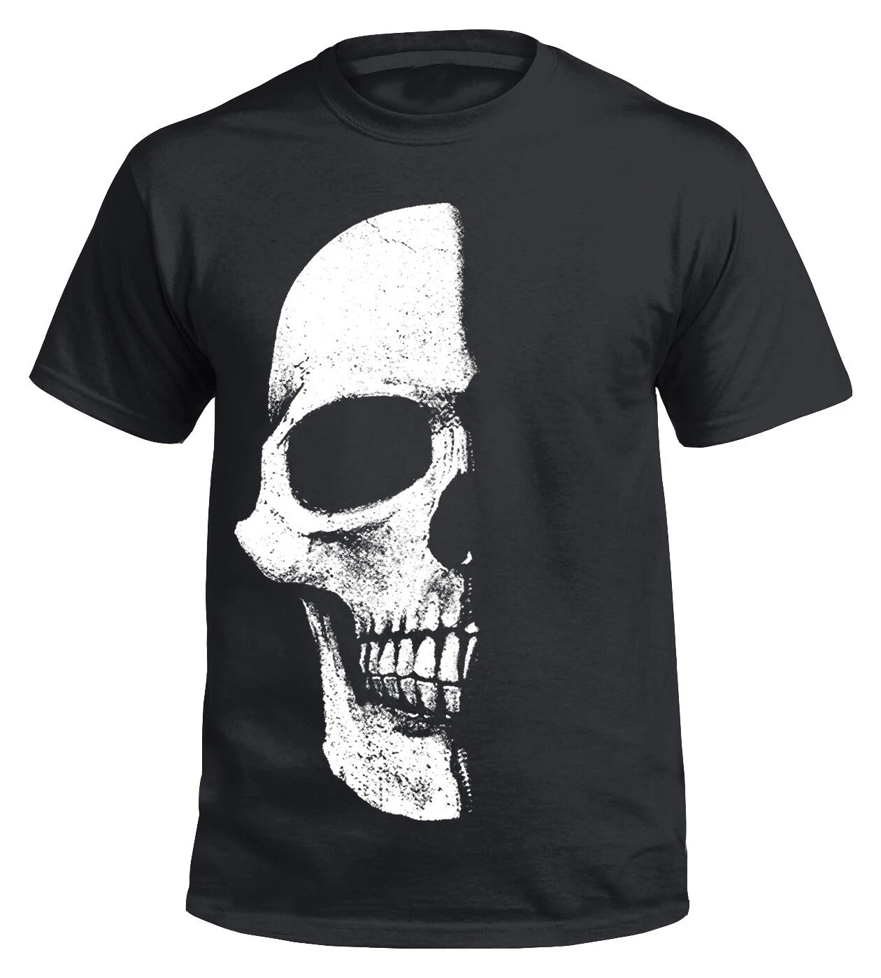 Half Skull Men's T-Shirt/Skeleton/Biker/Tribal/Tattoo/Shadow/Goth/Top/S - XXXXXL