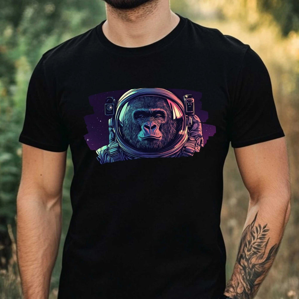 Mens Gorilla as Astronaut Print Cotton T-Shirt Size XS to 5XL