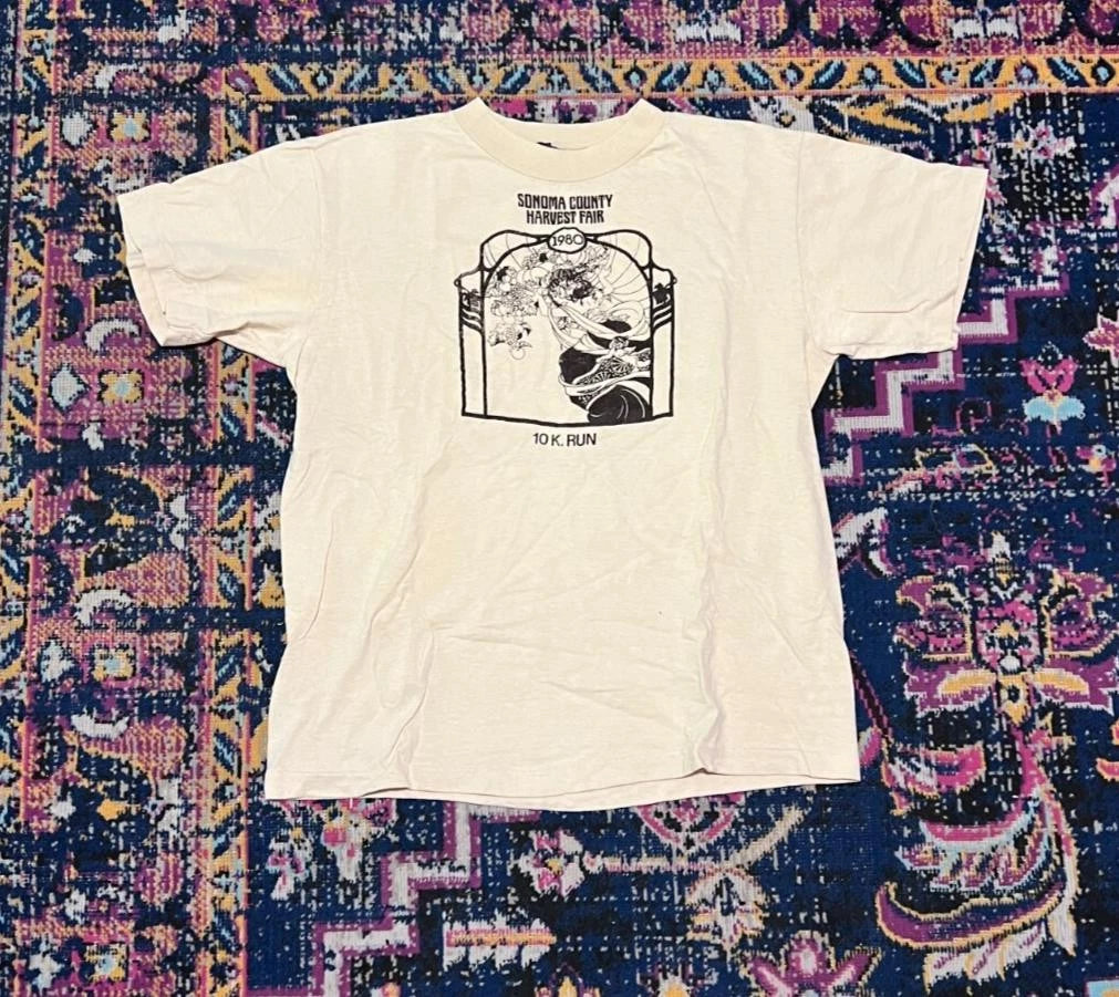 Vintage 1980 Sonoma County Harvest Fair T-Shirt Large Wine Grapes Farm Event Tee
