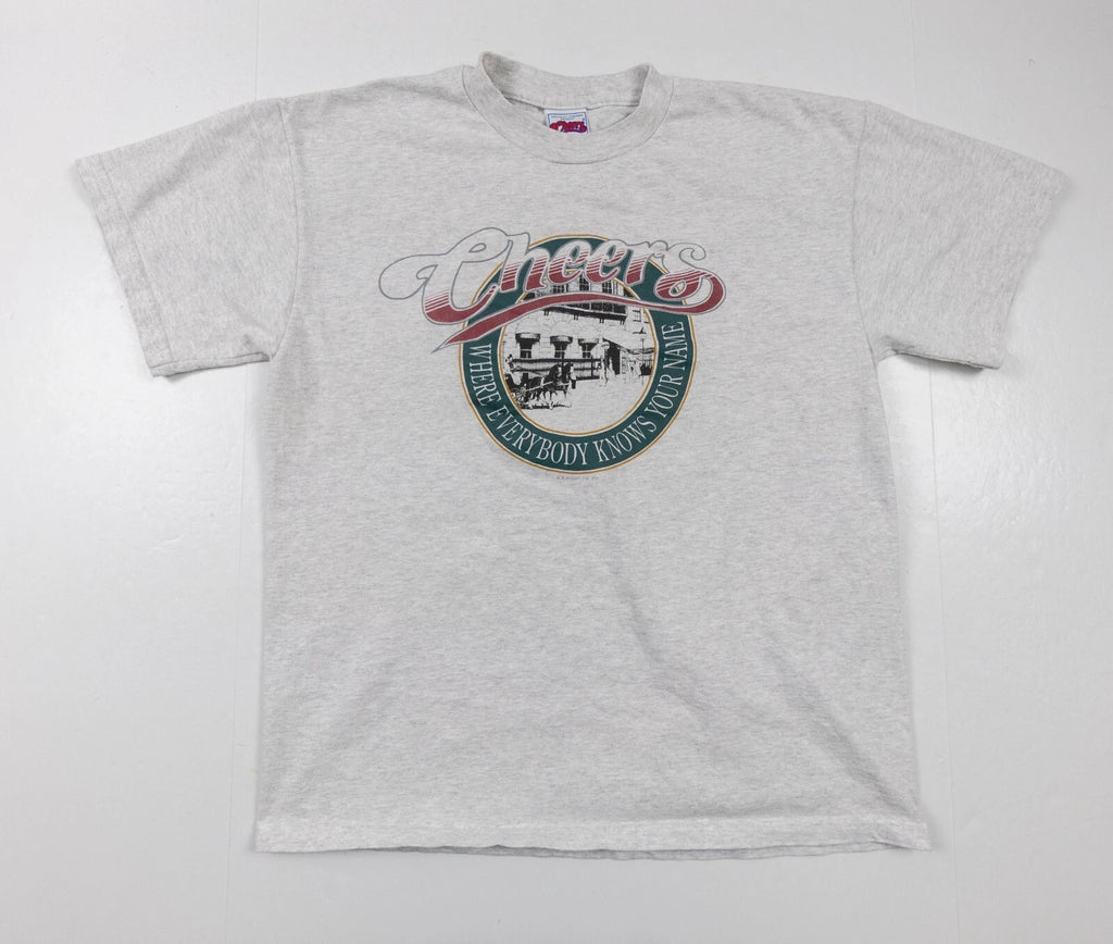 Cheers Boston Shirt Adult Large Gray Short Sleeve TV Show Men's Graphic Tee Y2K