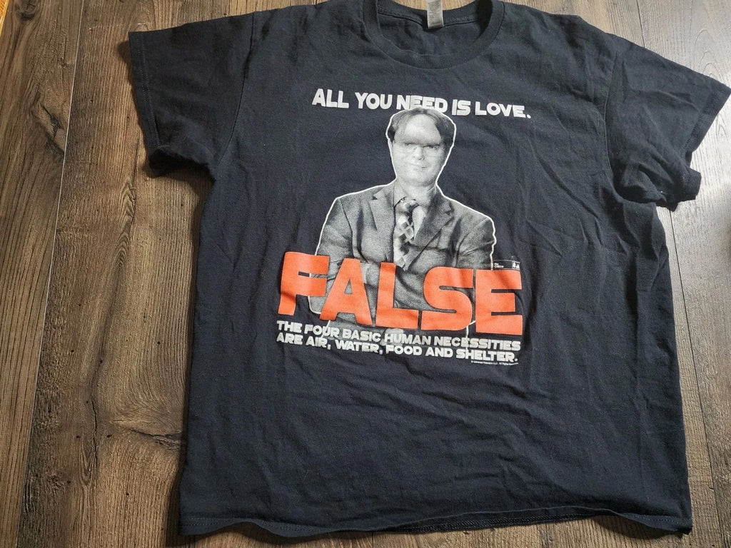Mens L The Office All You Need Is Love FALSE Dwight Schrute Funny T Shirt