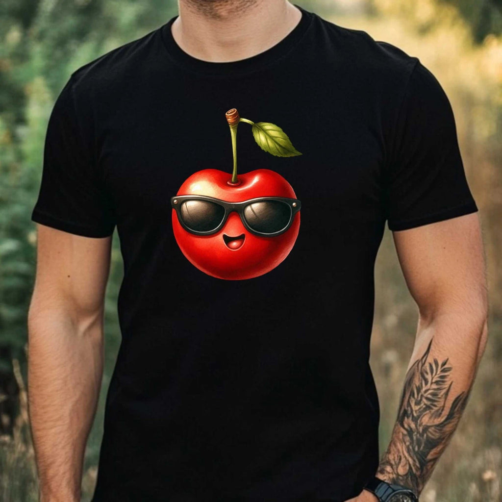 Mens Watercolour Cherry Motif Cotton T-Shirt Size XS to 5XL