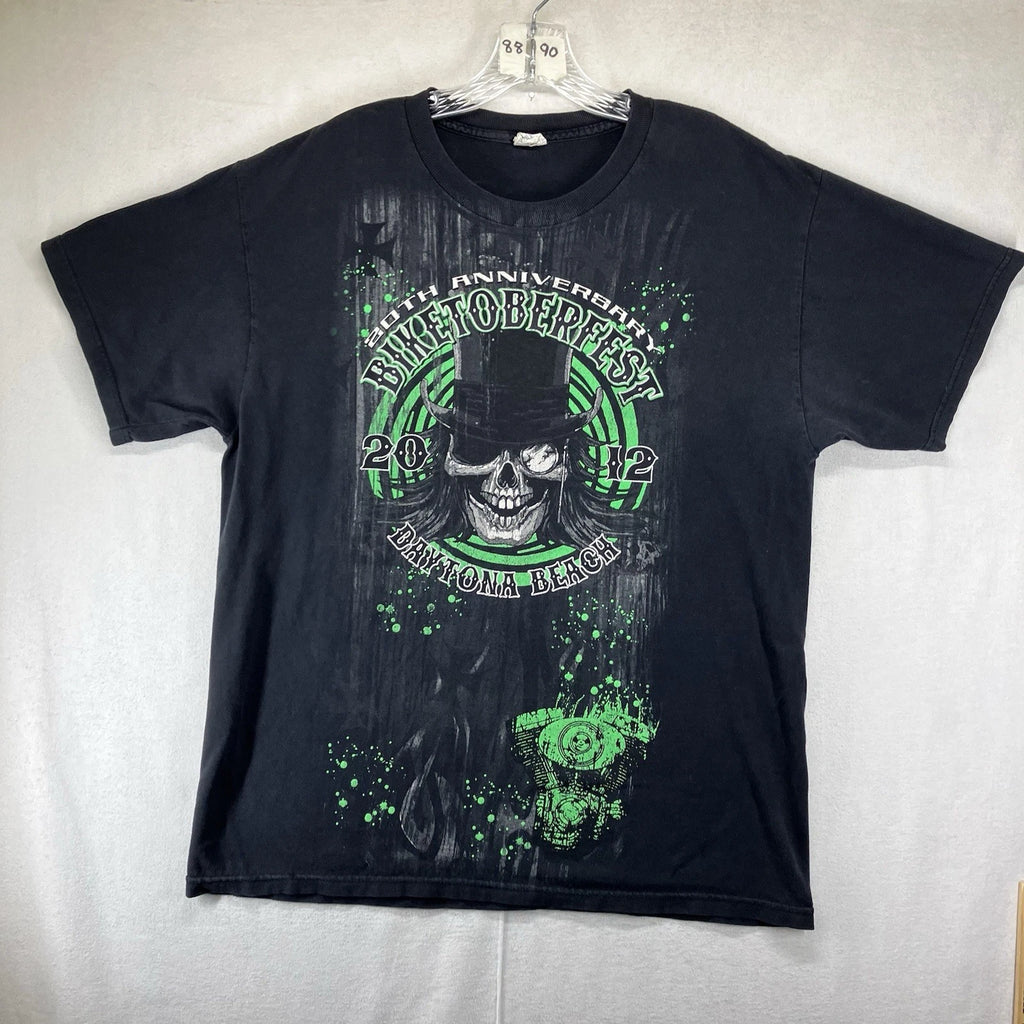 Y2K Skull Graphic T-Shirt Size Large Goth Grunge Alternative Biker Cross