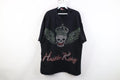 Vintage Y2K Streetwear Mens 2XL Distressed Hustle King Skull Crown T-Shirt Black