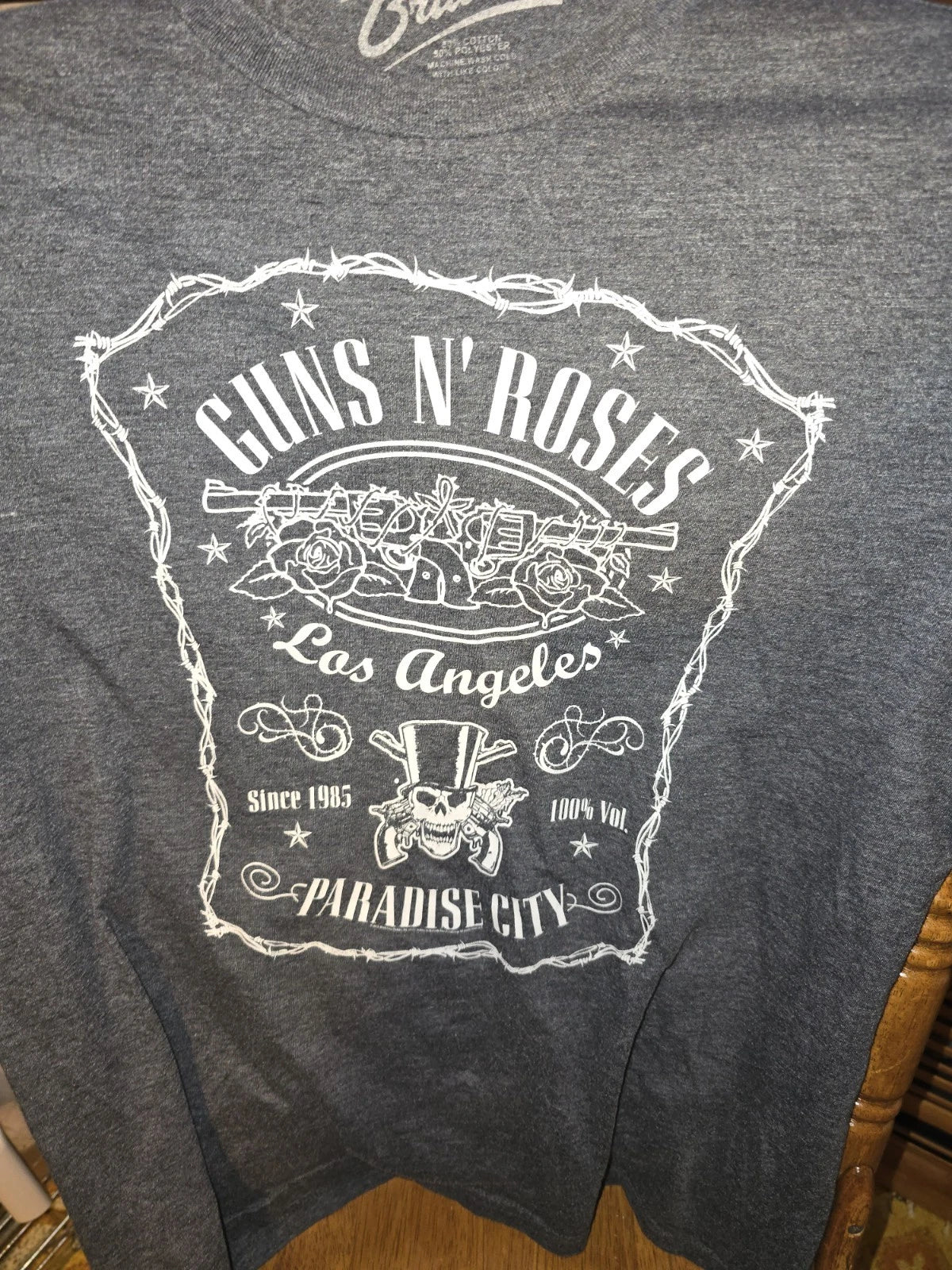 Guns N Roses Band Logo Paradise City Label Shirt Charcoal Gray Retro 80’s Rock