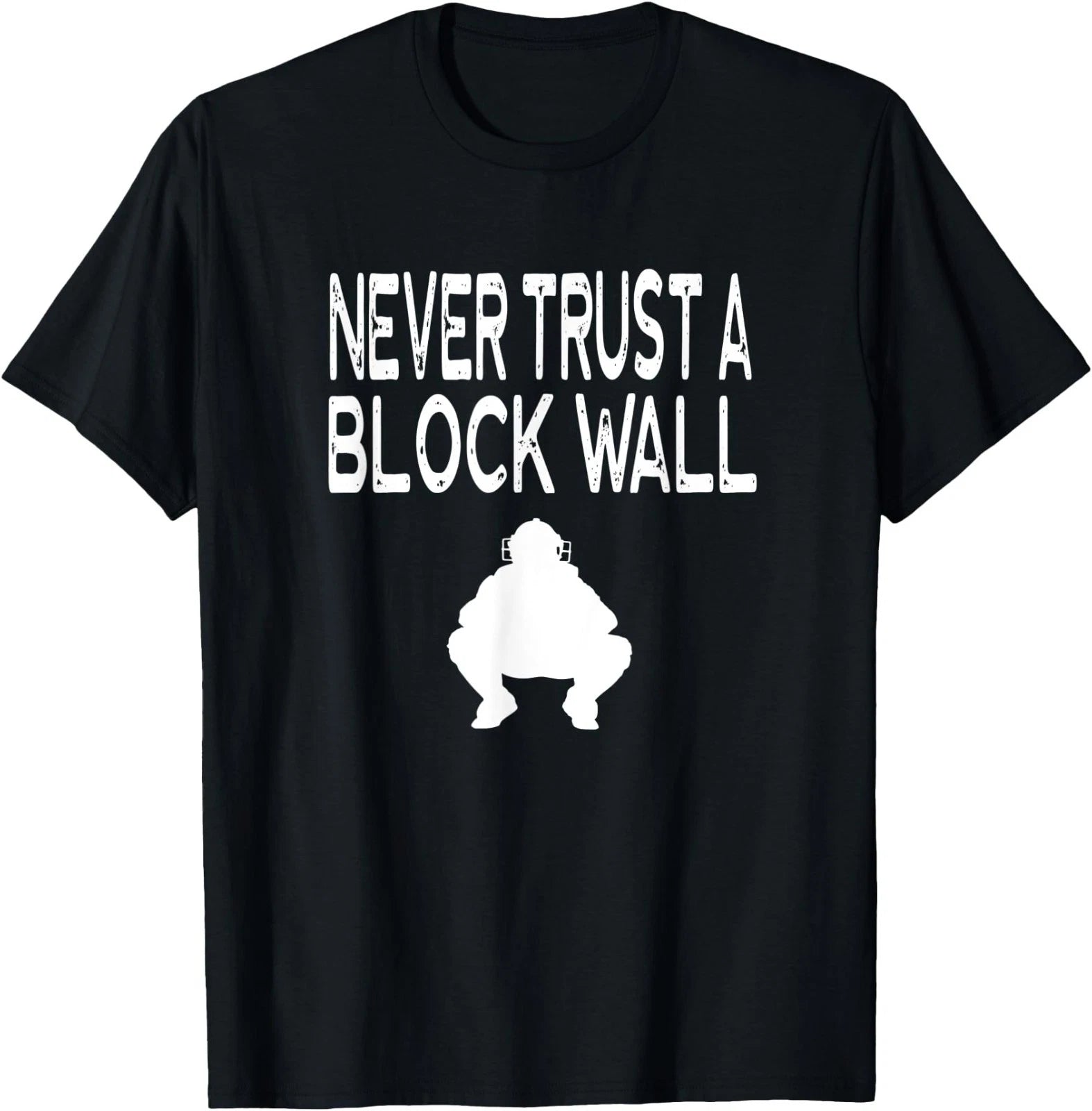 Never Trust a Block Wall Funny Saying Graphic Catcher T-Shirt