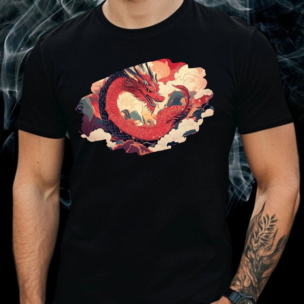 Mens Red Roof Motif Cotton T-Shirt Size XS to 5XL