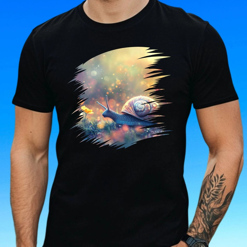 Mens Snail Motif Cotton T Shirt Size XS to 5XL