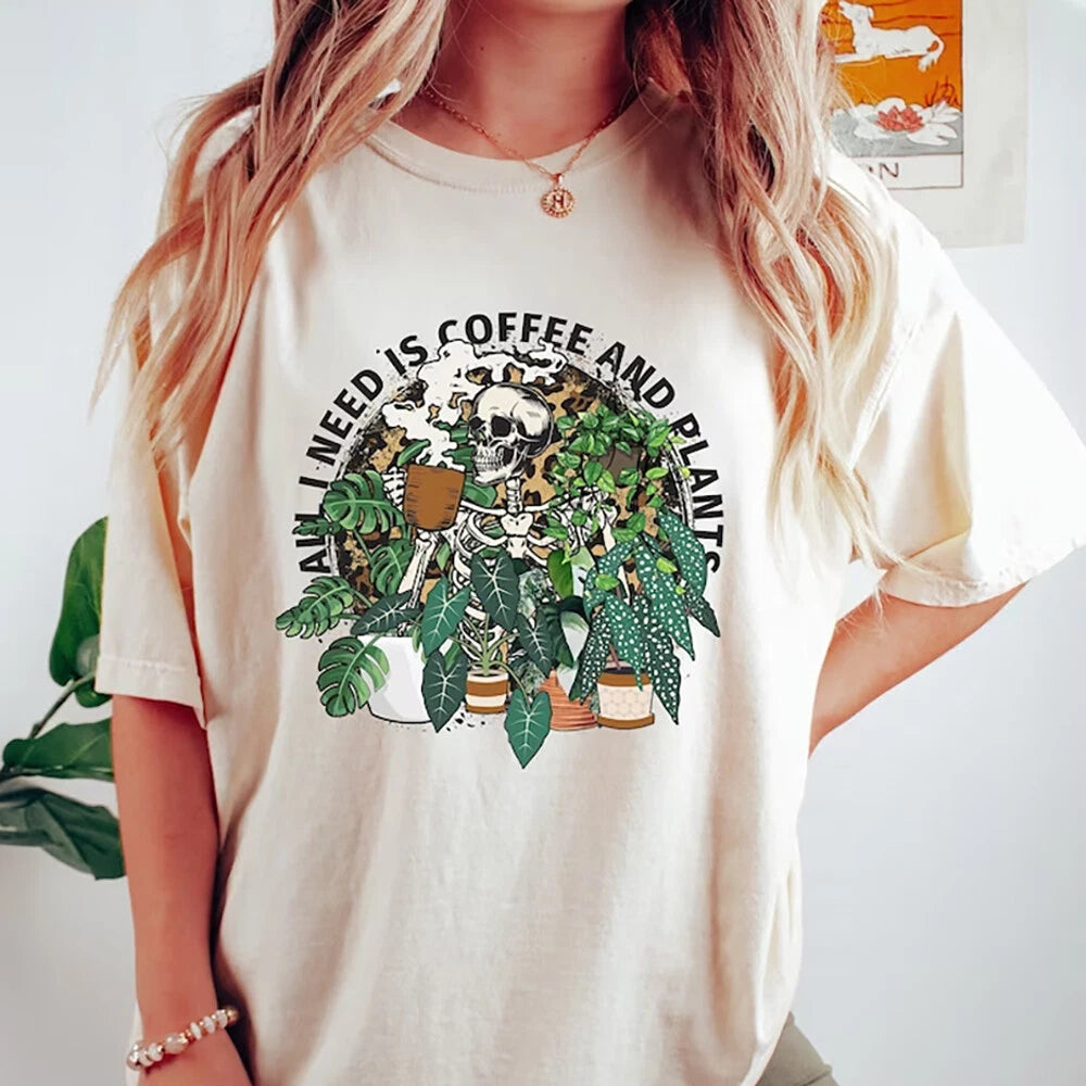 Coffee Addict Plant Lover Shirt, All I Need Is Coffee And Plants T-shirt