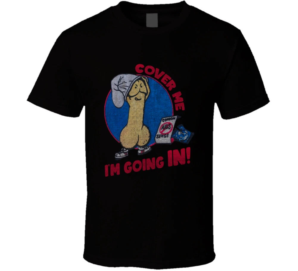 Cover Me I'm Going In Funny Penis Cartoon T Shirt