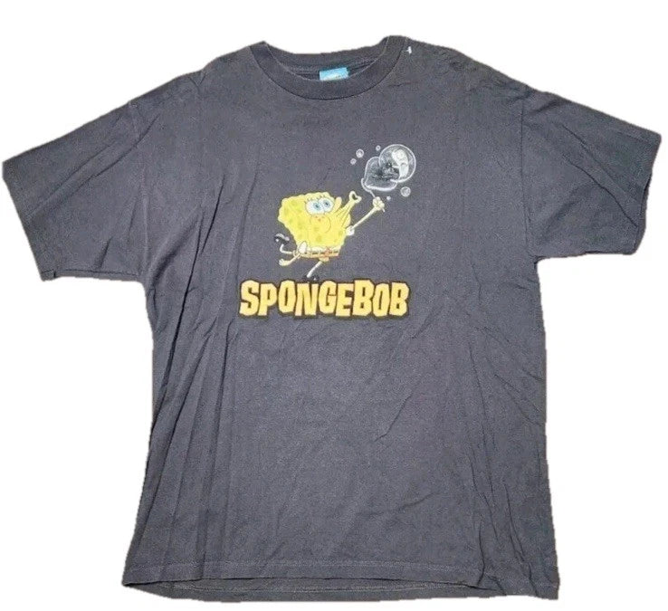 Vintage 2002 Y2K SpongeBob & Plankton “You Blasted Barnacle Head” Shirt Size L