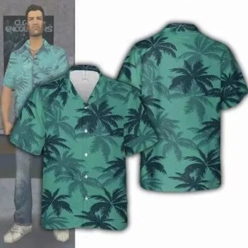 Mens Button Down Shirts Y2K Hawaiian Flower Shirt Novelty Ugly Gift