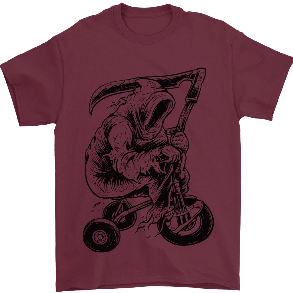 Grim Reaper Trike Bicycle Cycling Gothic Mens T-Shirt 100% Cotton