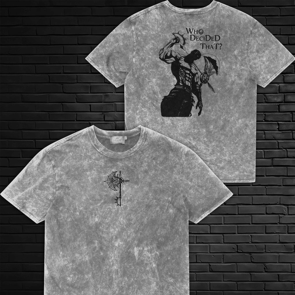 Escanor Who Decided That Lion's Sin of Pride Rhitta Axe Acid Wash Anime T-Shirt