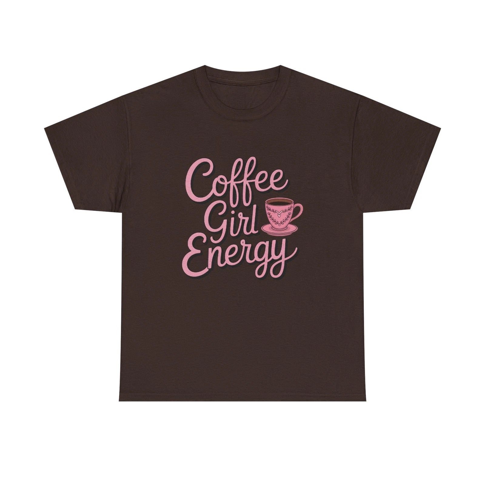 Coffee Girl Energy T-Shirt | Pink Script Coffee Cup Tee