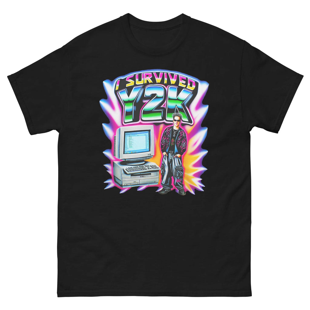 I Survived Y2K Spotlights Guy Funny T-Shirt Shirt