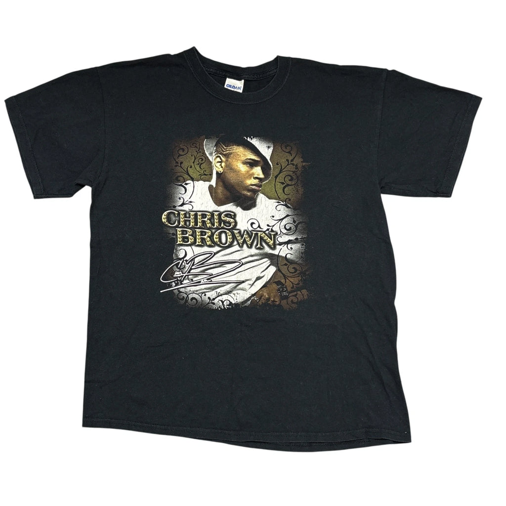 Vintage Chris Brown Shirt Large Black Y2K Tour Concert Hip Hop Band Tee Rap Tee