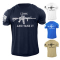 Men's Come And Take It Gun 2nd Amendment Black T Shirt Distressed 100% Cotton