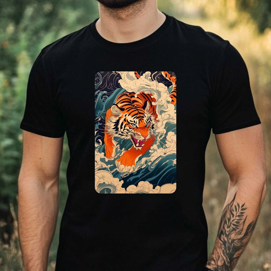 Mens Tiger Anime Style Print Cotton T-Shirt Size XS to 5XL