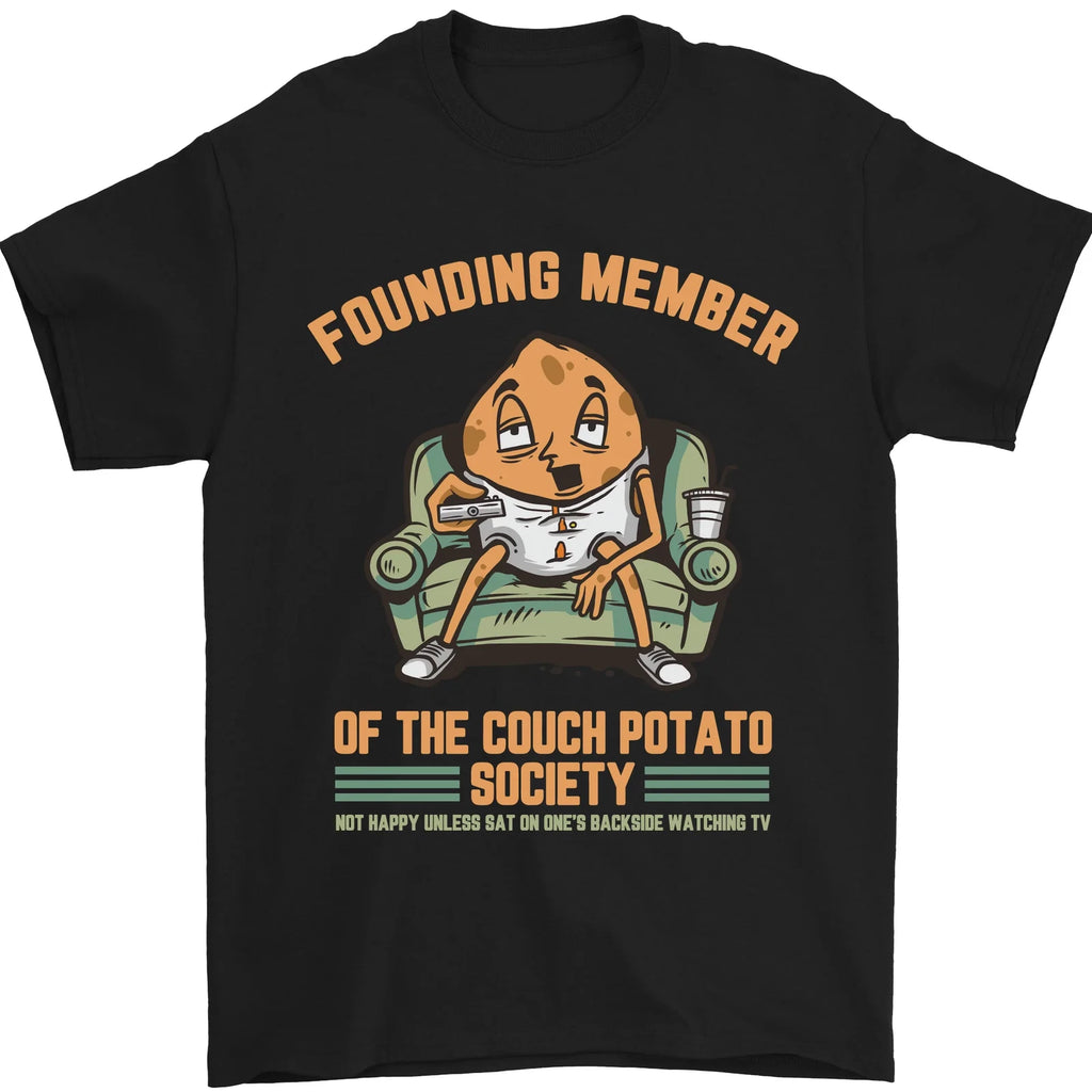 Funny Lazy Couch Potato Watching TV & Movies Mens T-Shirt 100% Cotton