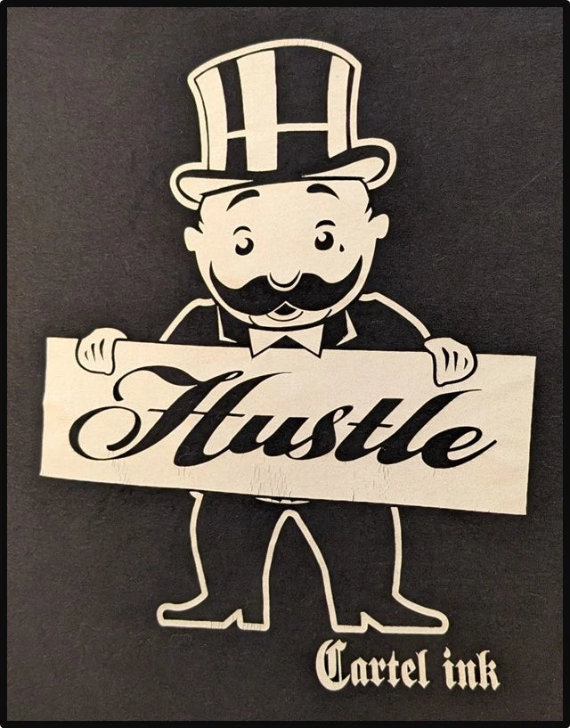 Cartel Ink Hustle Monopoly Mens 4XL Black Graphic T-Shirt Tattoo Goth Punk Tee