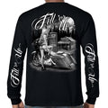Mens Biker Fill'er Up Funny Offensive Sexy Chick Motorcycle Long Sleeve Shirt