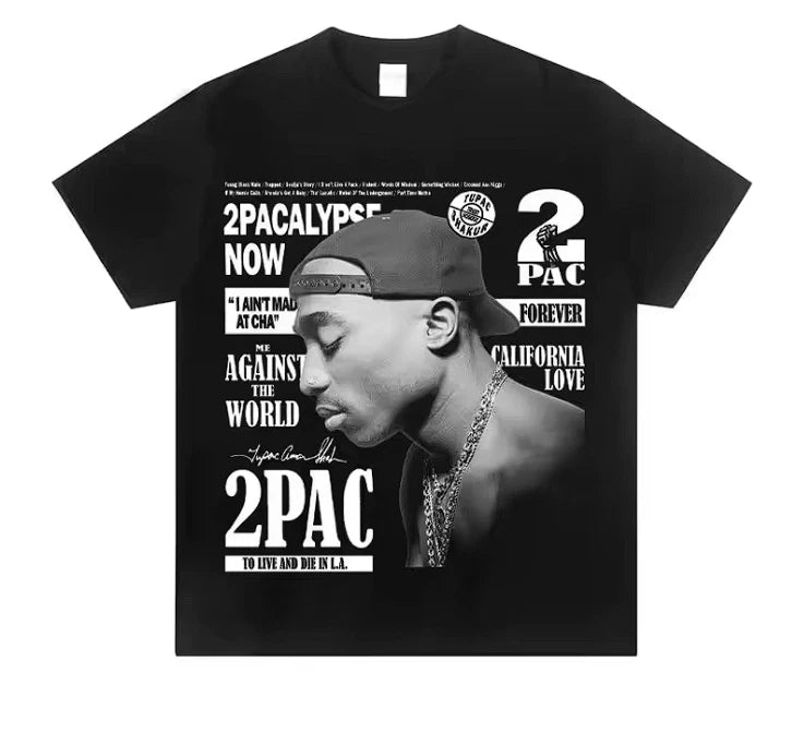 2PAC Tupac Rap Rapper Cotton Crew Neck T-Shirt, West Coast Trendy Tee, Y2K Style