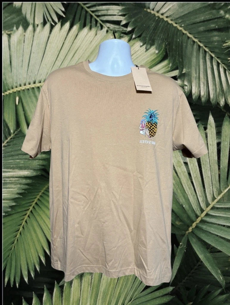 Scotch & Soda Amsterdam SS Graphic Tee | Ginger Root | Size M | NWT |